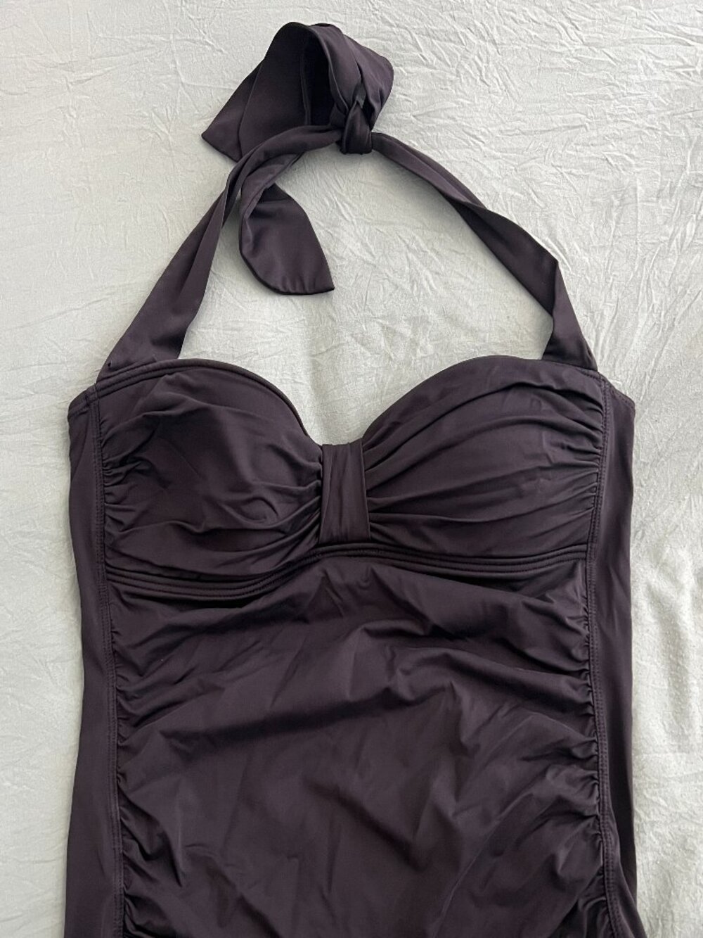Tommy Bahama Black Halter Tankini Top Women’s Medium Ruched Swimwear TOP ONLY